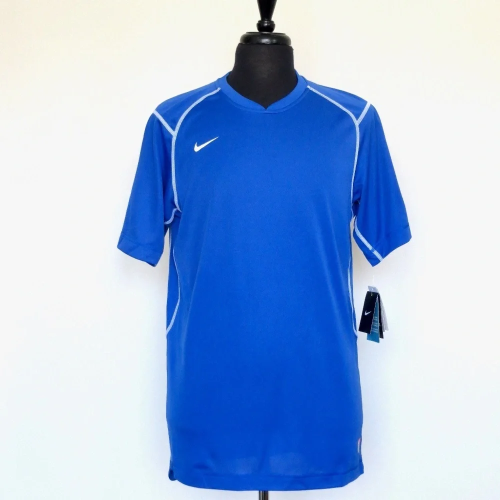 NEW! Nike Dri Fit Short Sleeve Active Wear Shirt Royal Blue SZ Large